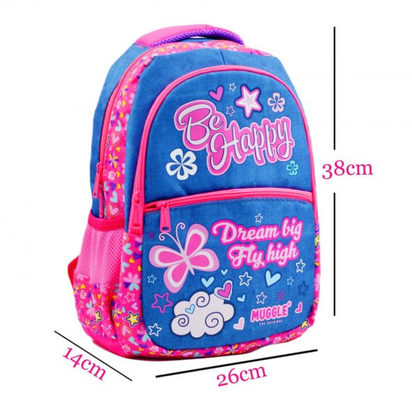 Muggle 3 Bölmeli Be Happy Okul Sırt Çantası MU-7464 - 2