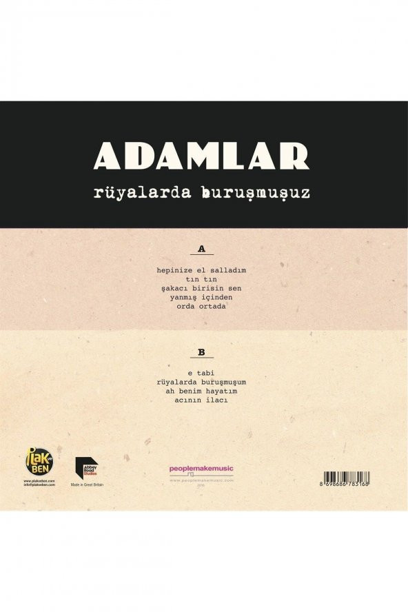 Adamlar - Rüyalarda Buruşmuşuz - plak  alithestereo - 2