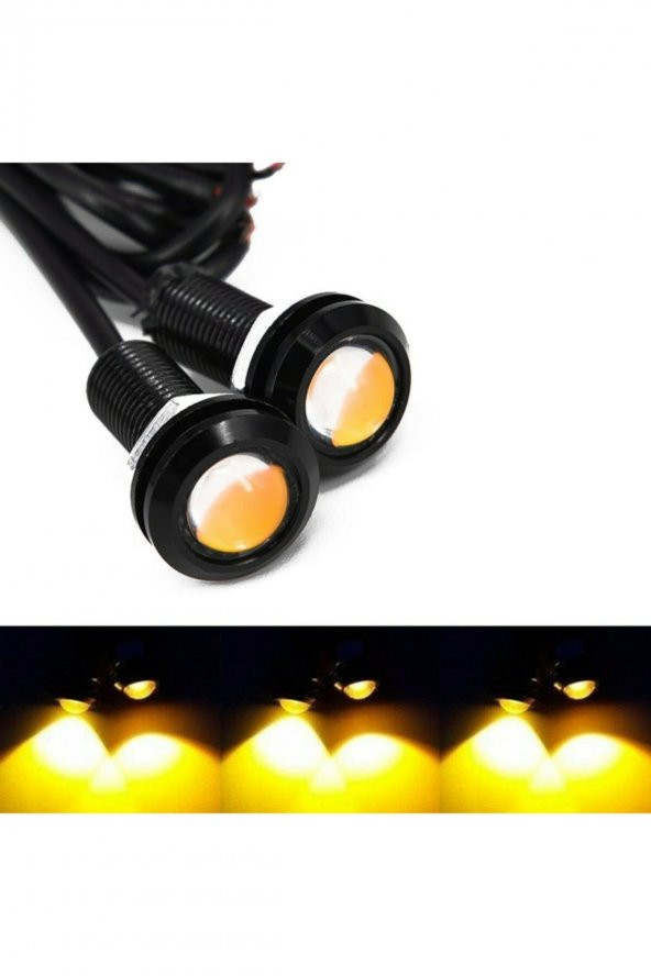 Ayna Altı Led Kartal Gözü Gündüz Farı Led Amber Turuncu 1 Çift - 2