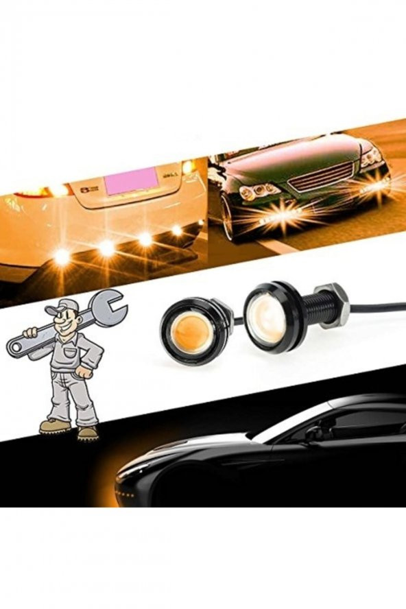Ayna Altı Led Kartal Gözü Gündüz Farı Led Amber Turuncu 1 Çift - 3