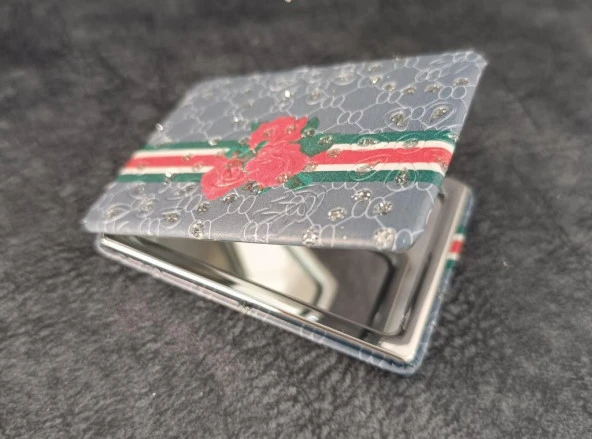 Cep Ayna Gül Makyaj Çanta Seyahat Taşınabilir Ayna Kozmetik Büyüteç Kompakt - 4