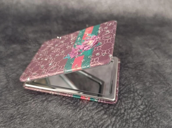 Cep Ayna Gül Makyaj Çanta Seyahat Taşınabilir Ayna Kozmetik Büyüteç Kompakt - 2