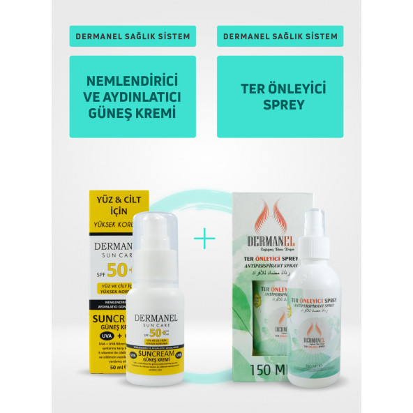Dermanel Nemlendirici Ve Aydınlatıcı Güneş Kremi+Dermanel Ter Önleyici Sprey