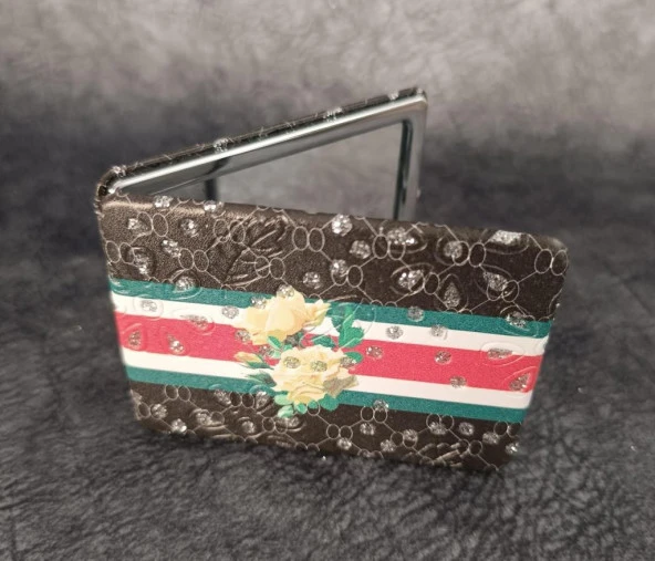 Cep Ayna Gül Makyaj Çanta Seyahat Taşınabilir Ayna Kozmetik Büyüteç Kompakt - Resim 2