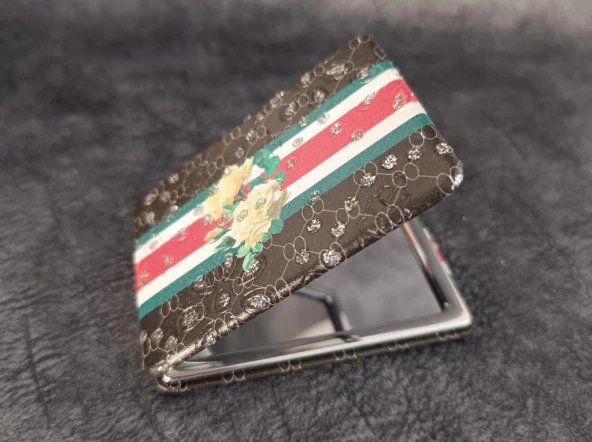 Cep Ayna Gül Makyaj Çanta Seyahat Taşınabilir Ayna Kozmetik Büyüteç Kompakt - Resim 3