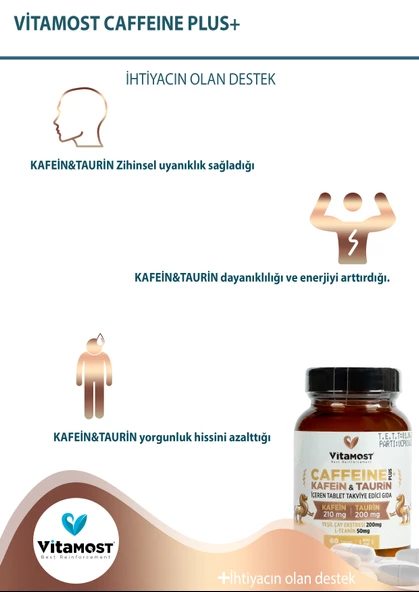 Caffeine Energy Taurin L-teanin Yeşil Çay Ekstresi (KAFEİN) Güç Ve Performans 60 Tablet - 3