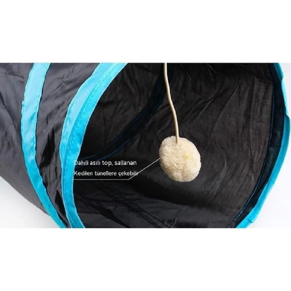 Katlanabilir Gökkuşağı Kedi Oyun Tüneli 123x25 Cm - 9