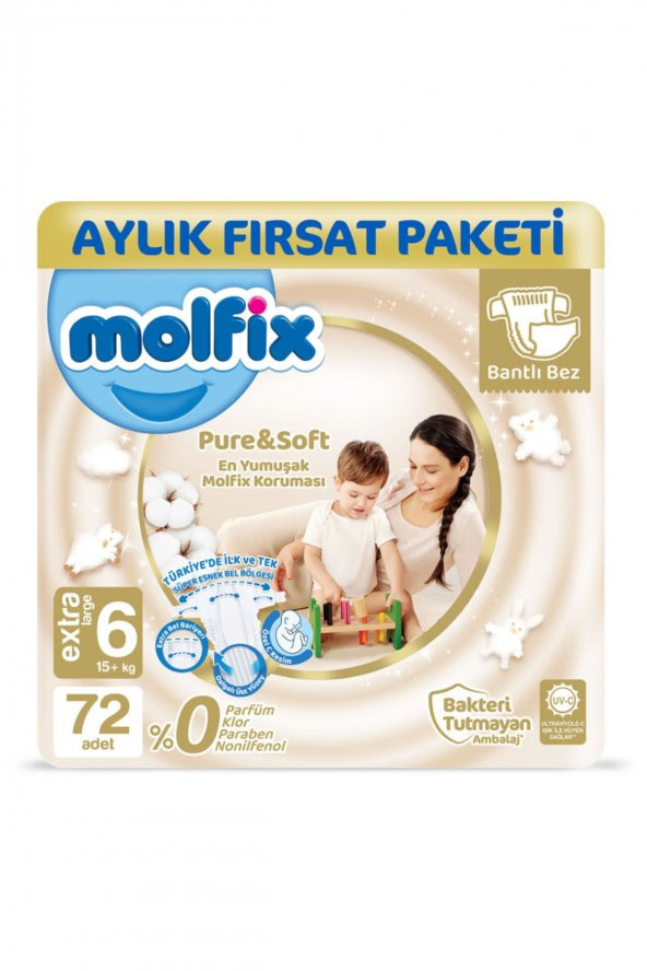 Pure&Soft 6 Beden E.Large Aylık Fırsat Paketi 72 Adet