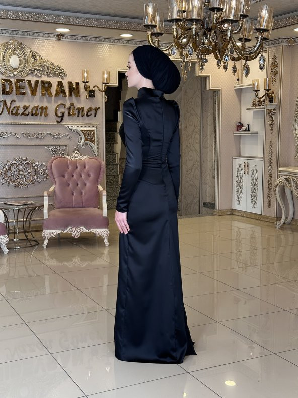 Hera Siyah Abiye Elbise - 7