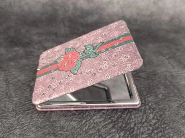 Cep Ayna Gül Makyaj Çanta Seyahat Taşınabilir Ayna Kozmetik Büyüteç Kompakt - 4