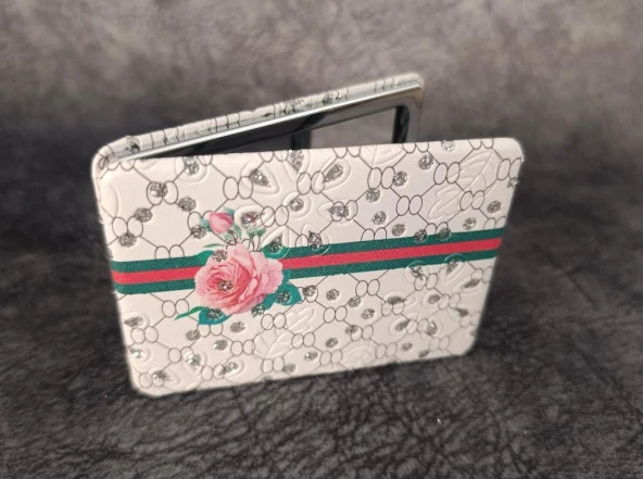 Cep Ayna Gül Makyaj Çanta Seyahat Taşınabilir Ayna Kozmetik Büyüteç Kompakt - 2