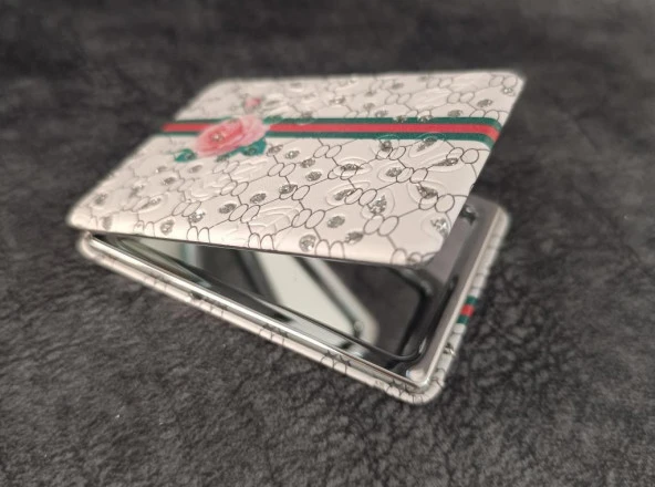 Cep Ayna Gül Makyaj Çanta Seyahat Taşınabilir Ayna Kozmetik Büyüteç Kompakt - 4