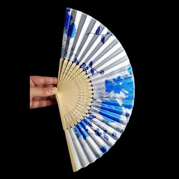 Japon Bambu Kumaş Yelpaze Çanta Boy Stant Hediyeli No.36 - 2