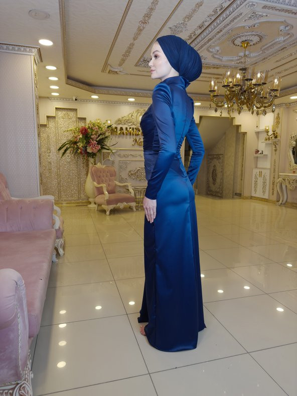 Hera Lacivert Abiye Elbise - 7