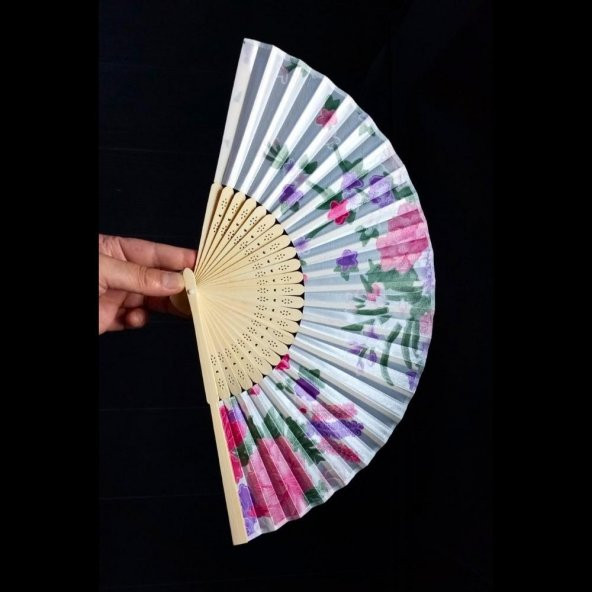 Japon Bambu Kumaş Yelpaze Çanta Boy Stant Hediyeli No.37 - 2