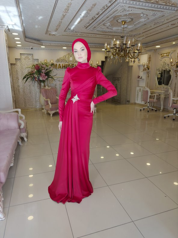 Hera Kırmızı Abiye Elbise - 2