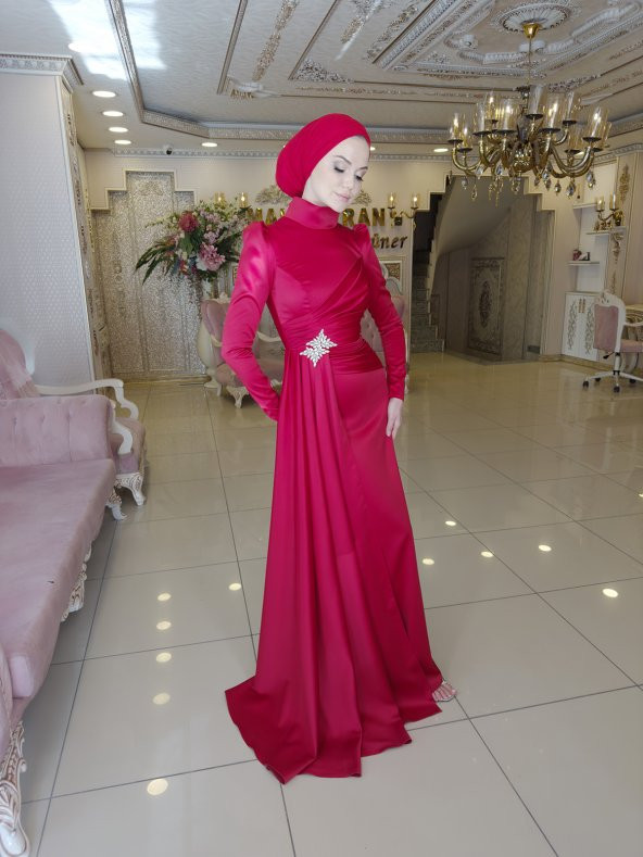 Hera Kırmızı Abiye Elbise - 5