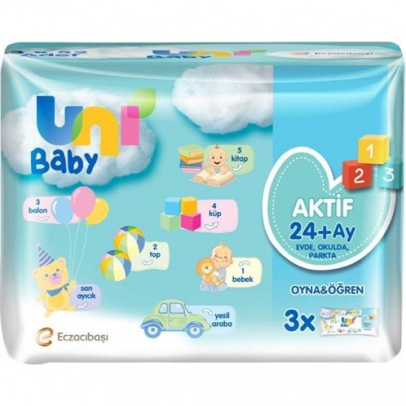 Uni Baby Aktif Oyna & Öğren Islak Mendil 52 x 3 Paket 156 Yaprak