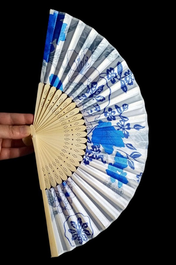 Japon Bambu Kumaş Yelpaze Çanta Boy Stant Hediyeli No.38 - 6
