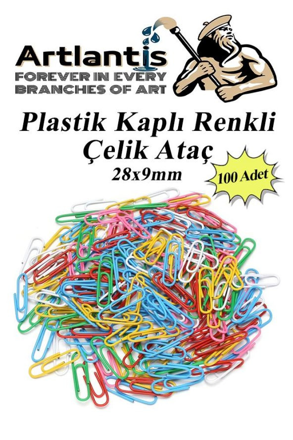 Ataç Renkli Metal Plastik Kaplama 100 Adet Orta Boy 1 Paket Ataş Okul Ofis Belge Düzenleme Paslanmaz Kaplamalı