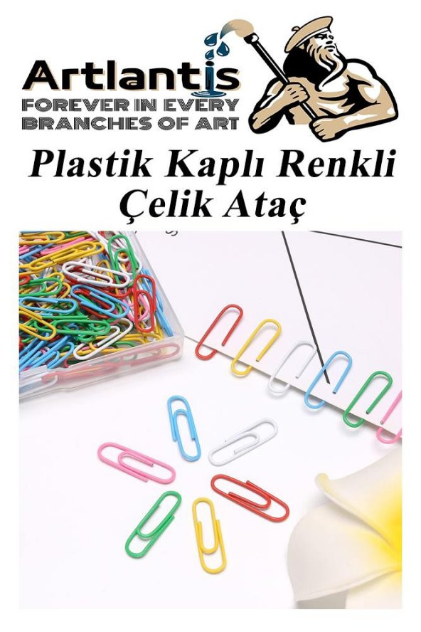 Ataç Renkli Metal Plastik Kaplama 100 Adet Orta Boy 1 Paket Ataş Okul Ofis Belge Düzenleme Paslanmaz Kaplamalı - 4