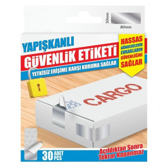 Yapışkanlı Güvenlik Etiketi Hassas Gönderilerin Evrakların Güvenkliğini Sağlar 30Ad 80x30mm - 4