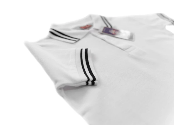 Beyaz Kısa Kol 6-16 Yaş Çocuk Okul Lakos Tişört/T-Shirt -SİYAH ÇİZGİLİ BEYAZ - 3