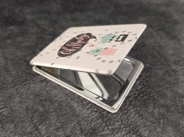 Cep Ayna Makyaj Çanta Seyahat Taşınabilir Ayna Kozmetik Büyüteç Kompakt - Resim 4