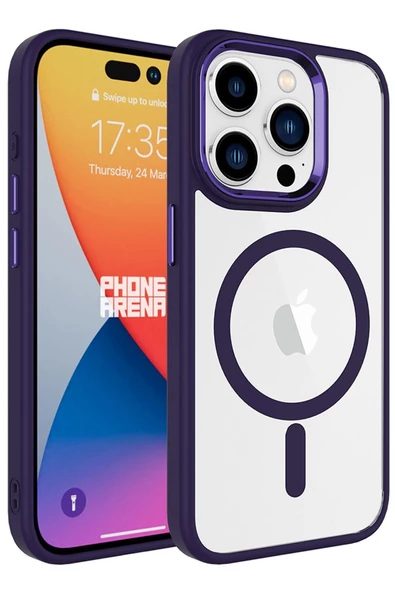 Apple iPhone 15 Pro Kılıf Wireless Şarj Özellikli Krom Magsafe Silikon Kılıf - Resim 8