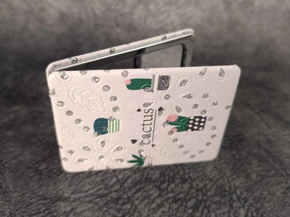 Cep Ayna Makyaj Çanta Seyahat Taşınabilir Ayna Kaktüs Kozmetik Büyüteç Kompakt - 2