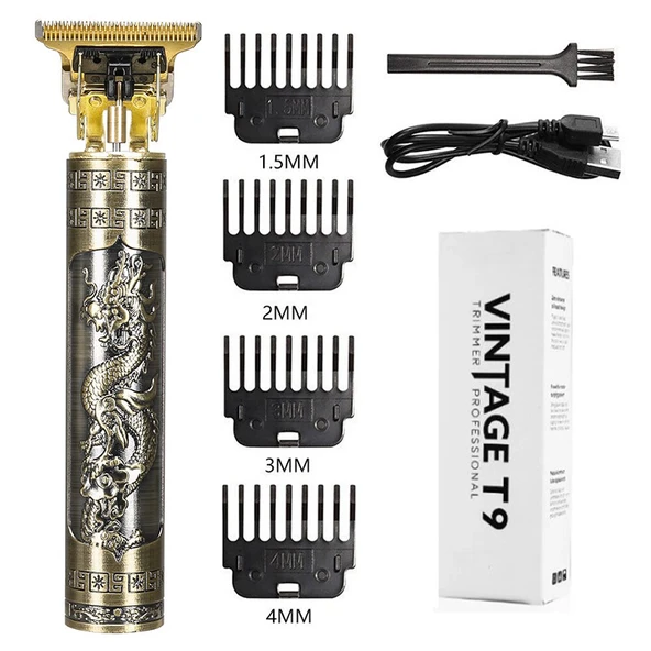 Ayt Vintage T9 Şarjlı Saç Sakal Kesme Makinası Tıraş Makinası 2 Saat Şarj Ömrü 4 Taraklı