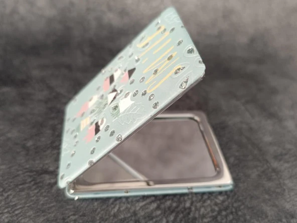 Cep Ayna Makyaj Çanta Seyahat Taşınabilir Ayna Kozmetik Büyüteç Kompakt - 5