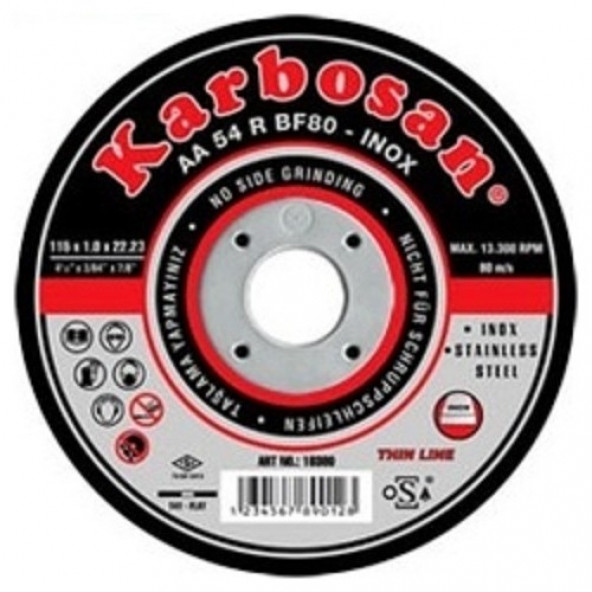 Karbosan Metal Kesici Disk 115X1X22 Mm İnox 2 adet
