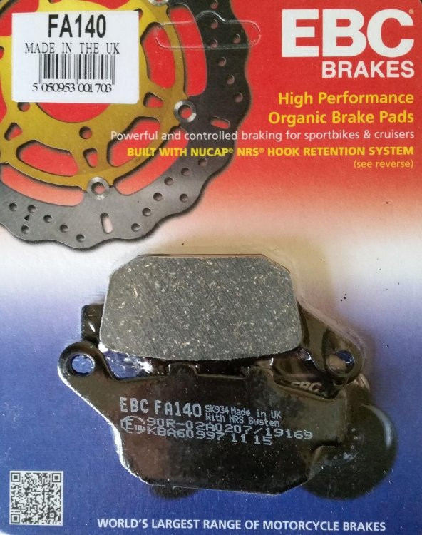 Ebc Fa140 2008-2011 Honda XL 700 Transalp Uyumlu Arka Fren Balatası (Abs siz) Organik Balata ürün görseli 1