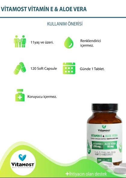 Vitamin E & Alo Vera 120 Soft Jel Kapsül 550 Mg - 4
