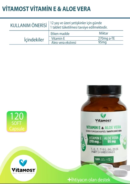 Vitamin E & Alo Vera 120 Soft Jel Kapsül 550 Mg - 5