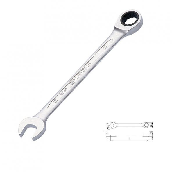 İzeltaş 0340 Cırcır Kombine Anahtar 16 Mm