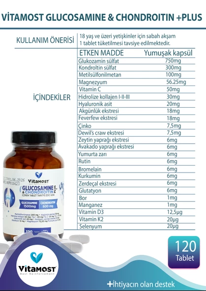 GLUCOSAMINE & CHONDROITIN PLUS 120 TABLET 1500 MG - 5