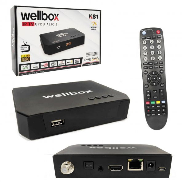 UYDU ALICI MİNİ FULL HD LİNUX IPTV DAHİLİ WIFI YOUTUBE ETHERNET WELLBOX K-S1