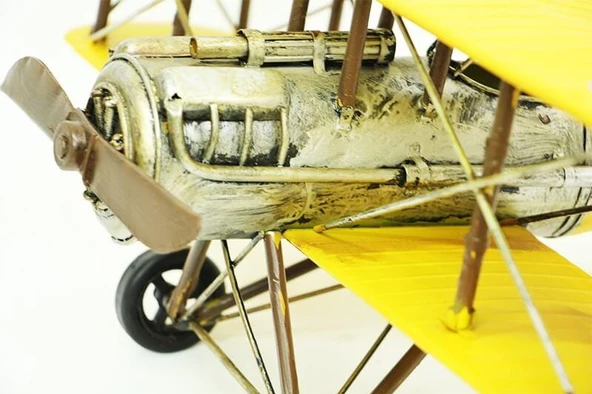 Dekoratif Metal Uçak Çift Kanatlı Biblo Dekoratif Hediyelik - Resim 4