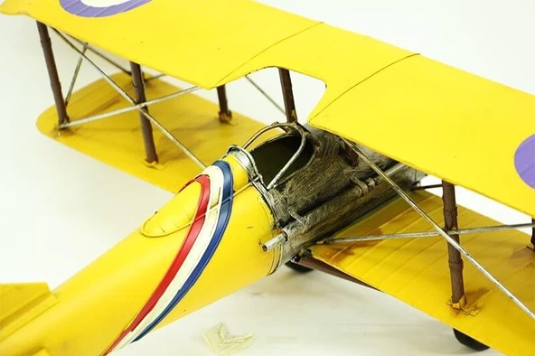 Dekoratif Metal Uçak Çift Kanatlı Biblo Dekoratif Hediyelik - Resim 3