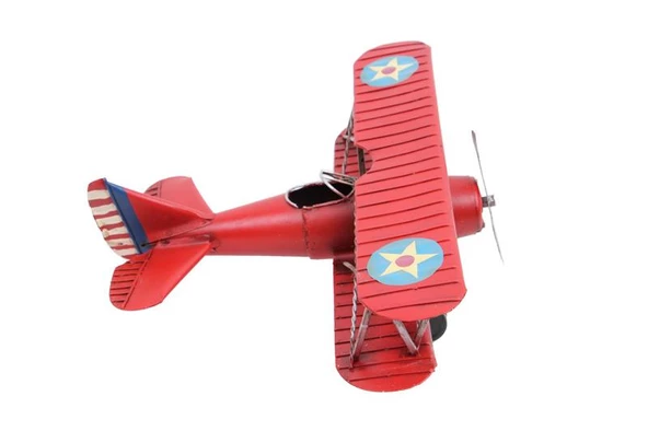 Dekoratif Metal Uçak Çift Kanatlı Biblo Dekoratif Hediyelik - Resim 4