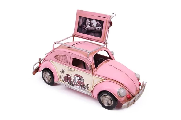 Dekoratif Metal Araba Çerçeveli Kumbaralı Biblo - Resim 2