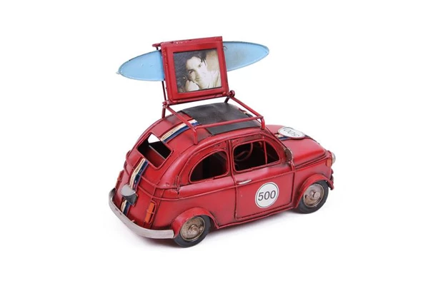 Dekoratif Metal Araba Çerçeveli Vintage Ev Ofis Hediyelik - Resim 2