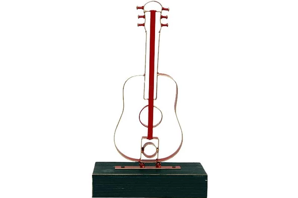 Obje Gitar Ahşap Standlı Biblo Dekoratif Ev Ofis Hediyelik - Resim 2