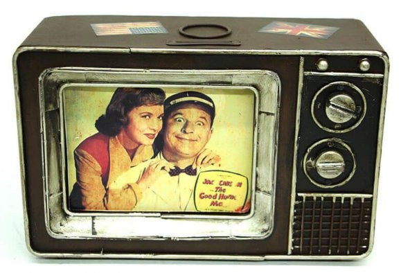 Dekoratif Metal Televizyon Kumbara Vintage Hediyelik