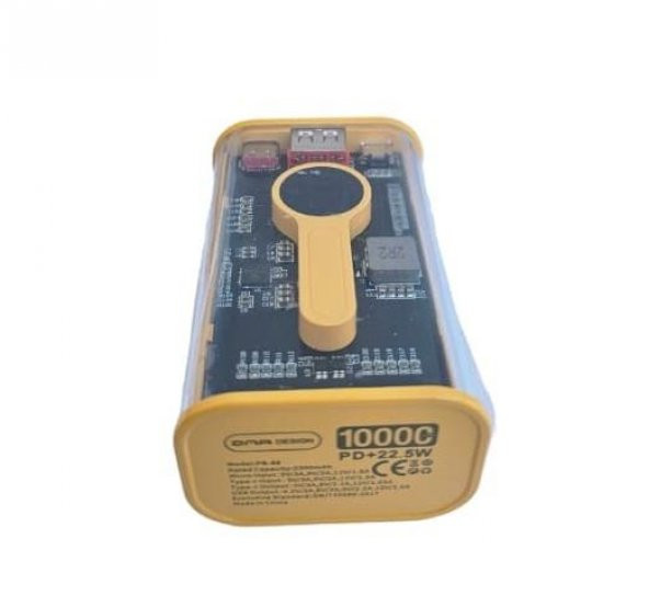 22.5W PD Hizli 10000 mAh Digital Şeffaf Tasarimli Powerbank Sari - 2