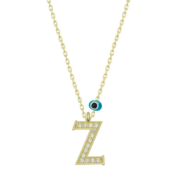 Lucky Life 925 Ayar Gumuss  Nazar Gold Z Harfi Lucky Life Lucky Life Lucky Life Kadın Kolye