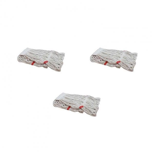 Cod-Ex Dar Yedek Islak Mop Püskül Paspas Başlığı - Pamuklu - Beyaz - 17 Cm. - 450 Gr. - 3 Adet - 1