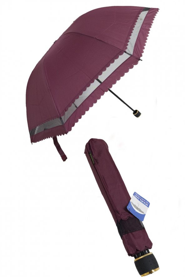 Degrade DS8819 Kırmızı Dantelli Kadın Şemsiye - 2